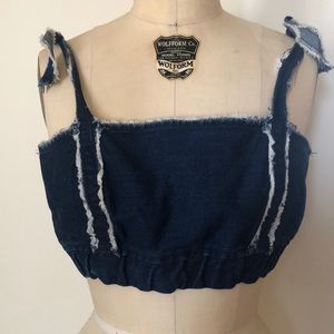 Raw edge Denim crop top